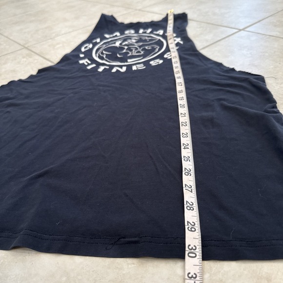 Gymshark Fitness Muscle Tank Top Tee Shirt Mens XL Black W/ White Logo Workout - Picture 3 of 5